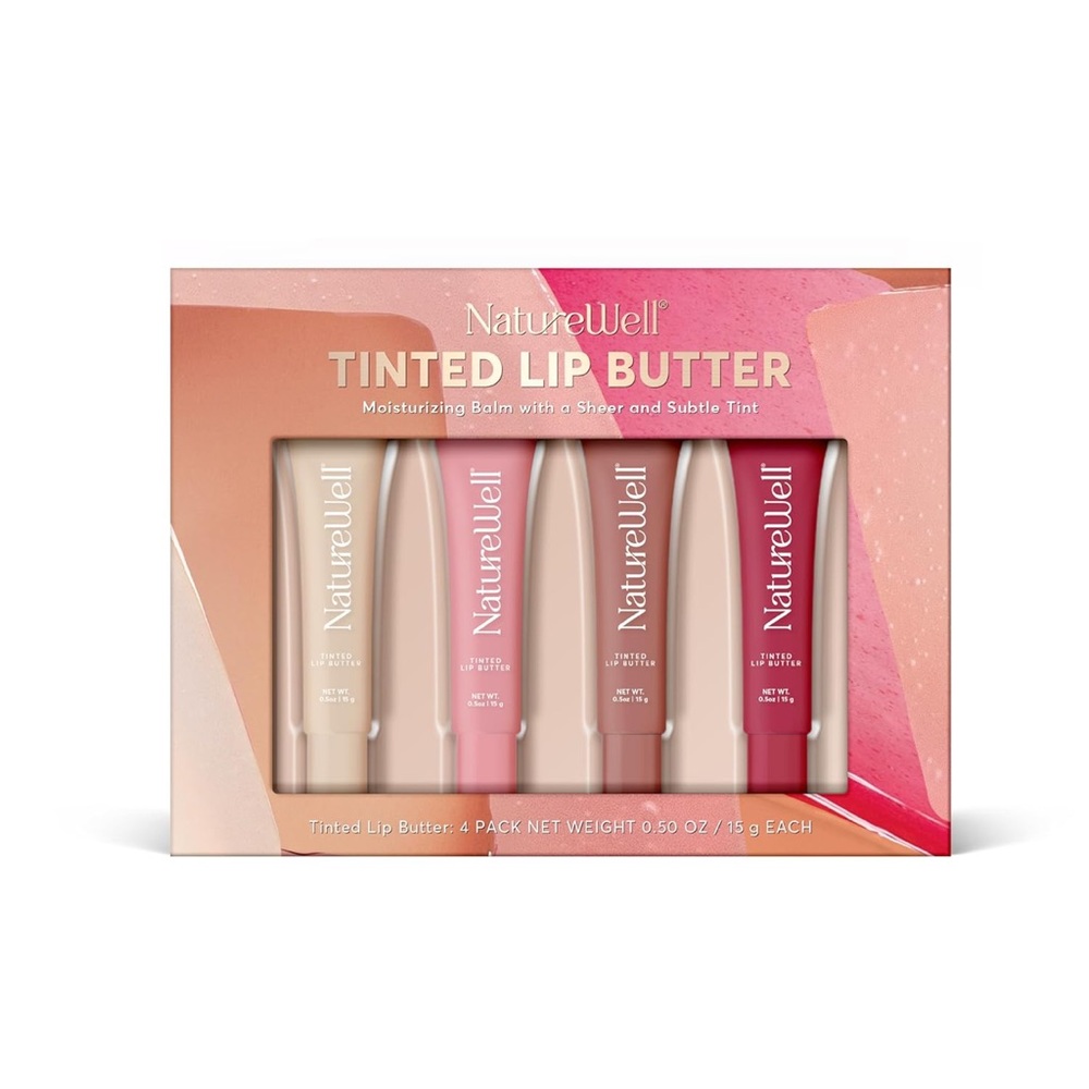 NATURE WELL Tinted Lip Butter Variety Pack, Shear Moisturizing Balms 0.50oz ea